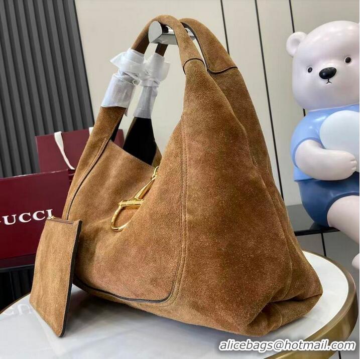 Grade Quality Gucci Softbit Suede Maxi Shoulder Bag with Oversized Half Horsebit 837466 Brown 2026