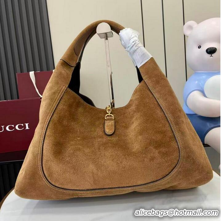 Grade Quality Gucci Softbit Suede Maxi Shoulder Bag with Oversized Half Horsebit 837466 Brown 2026