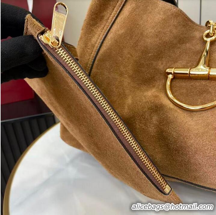 Grade Quality Gucci Softbit Suede Maxi Shoulder Bag with Oversized Half Horsebit 837466 Brown 2026