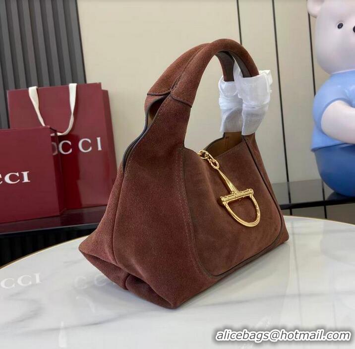 Most Popular Gucci Softbit Suede Medium Shoulder Bag with Oversized Half Horsebit 837467 Dark Brown 2026