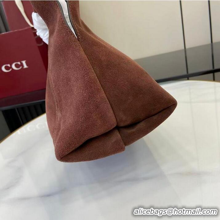 Most Popular Gucci Softbit Suede Medium Shoulder Bag with Oversized Half Horsebit 837467 Dark Brown 2026