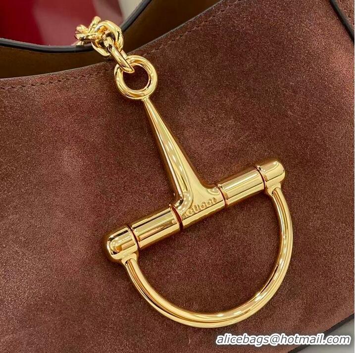Most Popular Gucci Softbit Suede Medium Shoulder Bag with Oversized Half Horsebit 837467 Dark Brown 2026