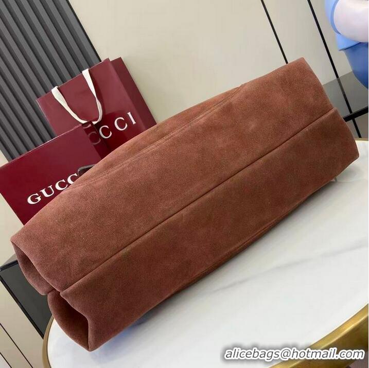 Best Discount Gucci Softbit Suede Maxi Shoulder Bag with Oversized Half Horsebit 837466 Dark Brown 2026