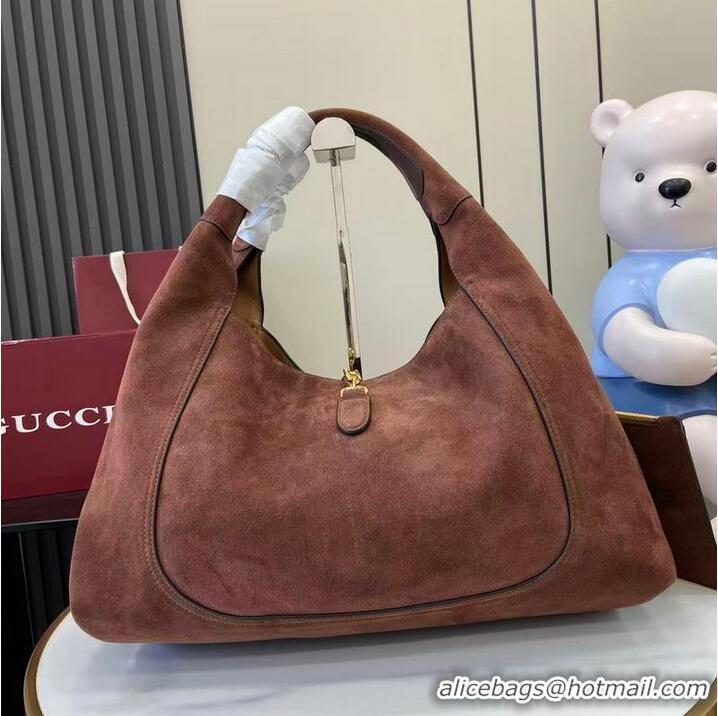 Best Discount Gucci Softbit Suede Maxi Shoulder Bag with Oversized Half Horsebit 837466 Dark Brown 2026