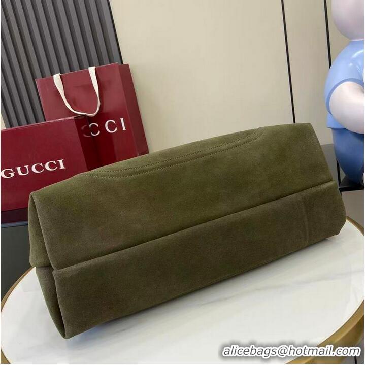 Well Crafted Gucci Softbit Suede Maxi Shoulder Bag With Oversized Half Horsebit 837466 Dark Green 2026