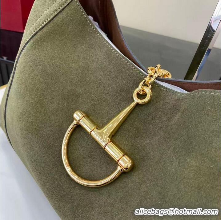 Well Crafted Gucci Softbit Suede Maxi Shoulder Bag With Oversized Half Horsebit 837466 Dark Green 2026