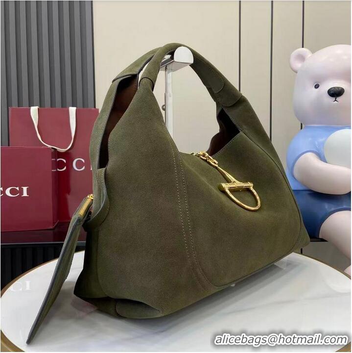 Well Crafted Gucci Softbit Suede Maxi Shoulder Bag With Oversized Half Horsebit 837466 Dark Green 2026
