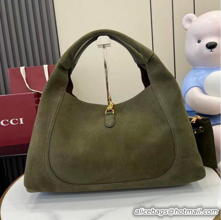 Well Crafted Gucci Softbit Suede Maxi Shoulder Bag With Oversized Half Horsebit 837466 Dark Green 2026