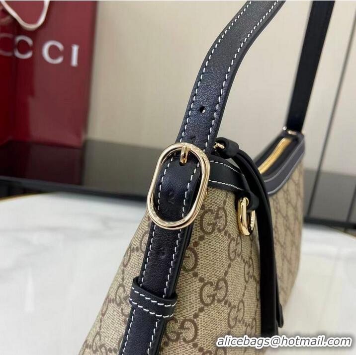 New Cheap Gucci GG Emblem Canvas Small Shoulder Bag 847450 Beige/Black 2026