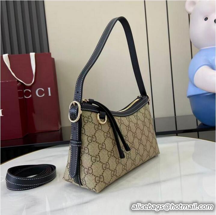 New Cheap Gucci GG Emblem Canvas Small Shoulder Bag 847450 Beige/Black 2026