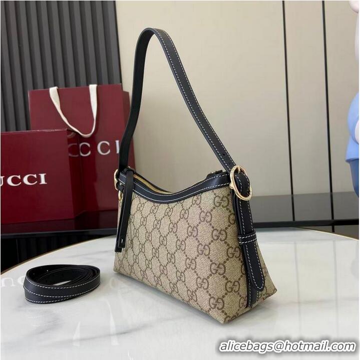 New Cheap Gucci GG Emblem Canvas Small Shoulder Bag 847450 Beige/Black 2026