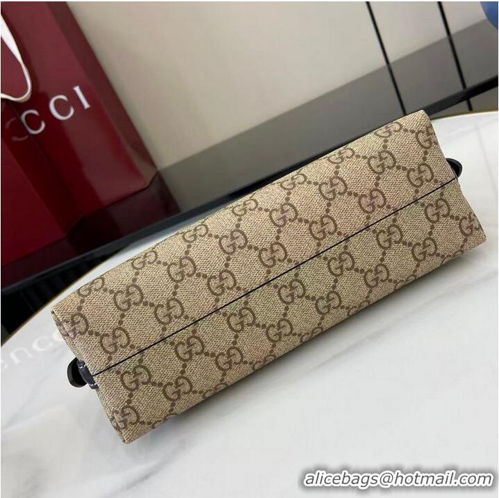 New Cheap Gucci GG Emblem Canvas Small Shoulder Bag 847450 Beige/Black 2026