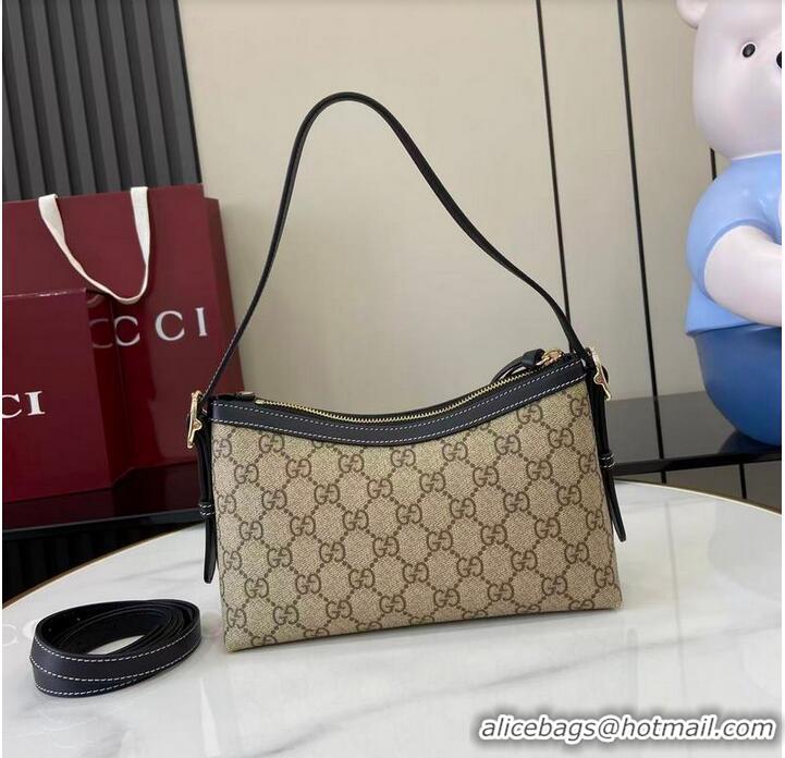 New Cheap Gucci GG Emblem Canvas Small Shoulder Bag 847450 Beige/Black 2026