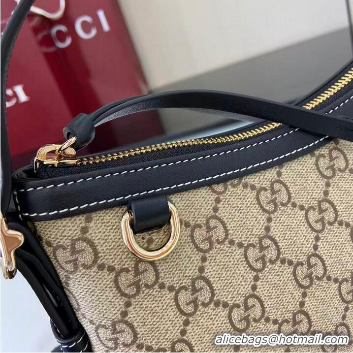 New Cheap Gucci GG Emblem Canvas Small Shoulder Bag 847450 Beige/Black 2026