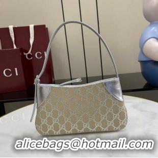 New Design Gucci GG Canvas Emblem Mini Shoulder bag 820696 Beige/Silver 2026