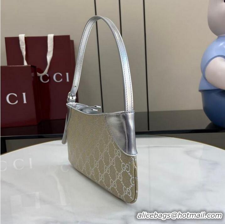 New Design Gucci GG Canvas Emblem Mini Shoulder bag 820696 Beige/Silver 2026