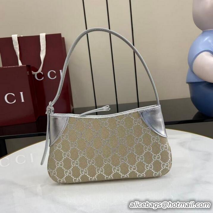 New Design Gucci GG Canvas Emblem Mini Shoulder bag 820696 Beige/Silver 2026