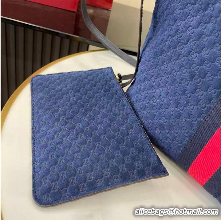 Buy Cheapest Gucci Giglio Small Tote Bag in GG Suede 860845 Dark Blue 2026
