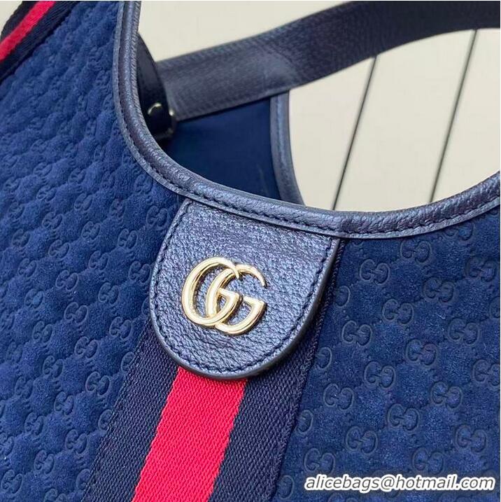 Buy Cheapest Gucci Giglio Small Tote Bag in GG Suede 860845 Dark Blue 2026