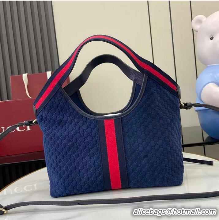 Buy Cheapest Gucci Giglio Small Tote Bag in GG Suede 860845 Dark Blue 2026