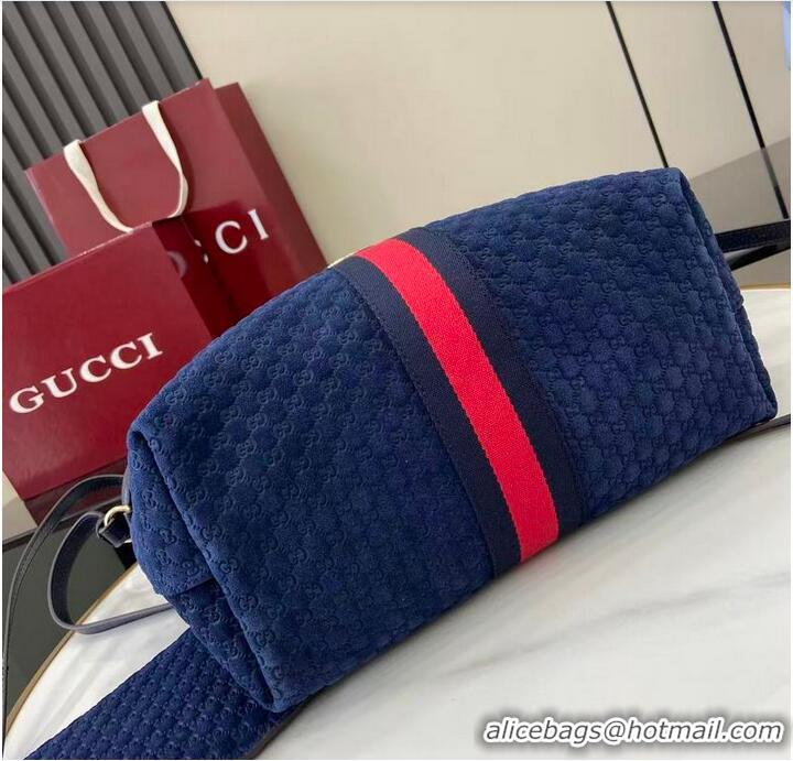 Buy Cheapest Gucci Giglio Small Tote Bag in GG Suede 860845 Dark Blue 2026