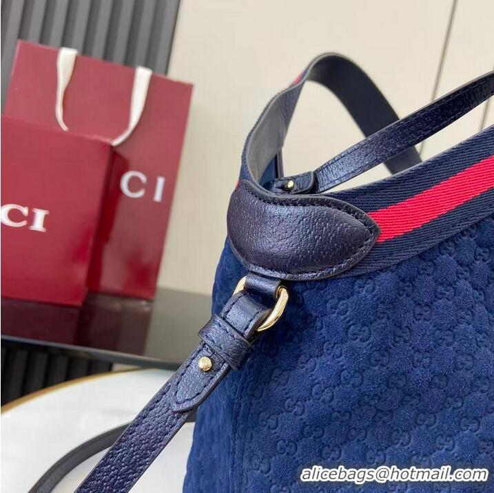 Buy Cheapest Gucci Giglio Small Tote Bag in GG Suede 860845 Dark Blue 2026