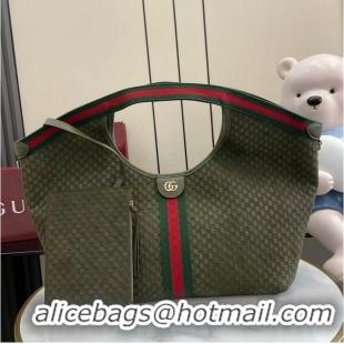 Well Crafted Gucci Giglio Large Tote Bag in GG Suede 853971 Dark Green 2026