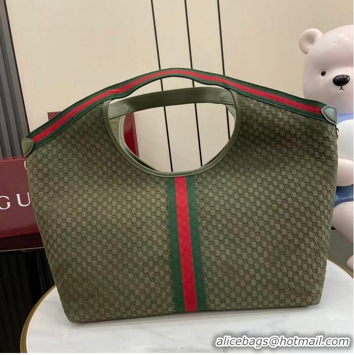 Well Crafted Gucci Giglio Large Tote Bag in GG Suede 853971 Dark Green 2026