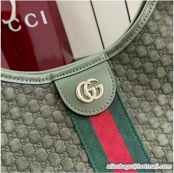 Well Crafted Gucci Giglio Large Tote Bag in GG Suede 853971 Dark Green 2026