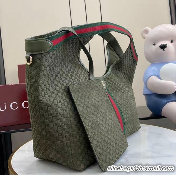 Well Crafted Gucci Giglio Large Tote Bag in GG Suede 853971 Dark Green 2026