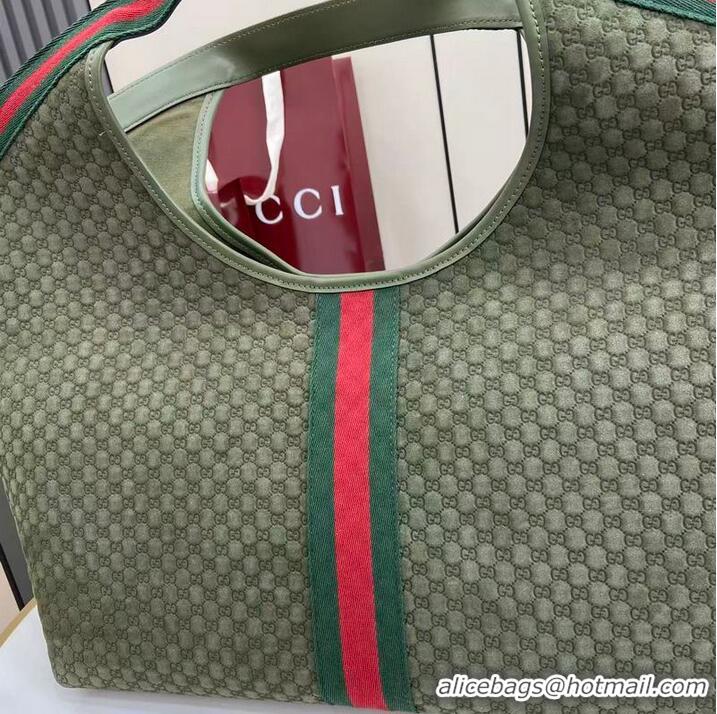 Well Crafted Gucci Giglio Large Tote Bag in GG Suede 853971 Dark Green 2026