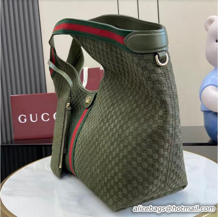 Well Crafted Gucci Giglio Large Tote Bag in GG Suede 853971 Dark Green 2026