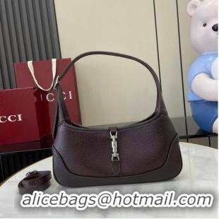 Low Price Gucci Jackie Slim Medium Shoulder Bag In Grainy Leather 863137 Dark Brown 2026