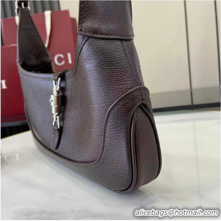 Low Price Gucci Jackie Slim Medium Shoulder Bag In Grainy Leather 863137 Dark Brown 2026
