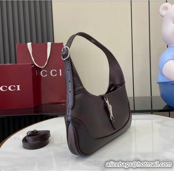 Low Price Gucci Jackie Slim Medium Shoulder Bag In Grainy Leather 863137 Dark Brown 2026