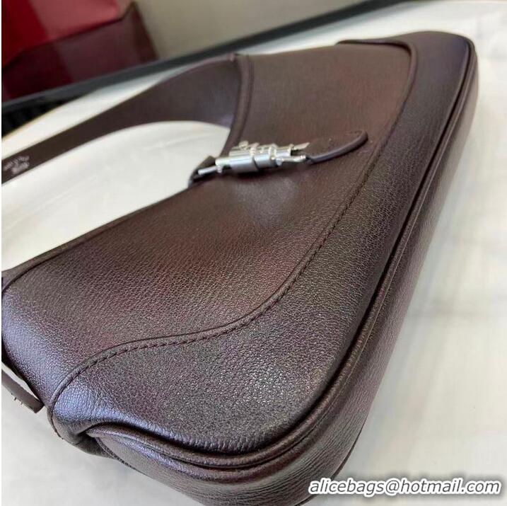 Low Price Gucci Jackie Slim Medium Shoulder Bag In Grainy Leather 863137 Dark Brown 2026