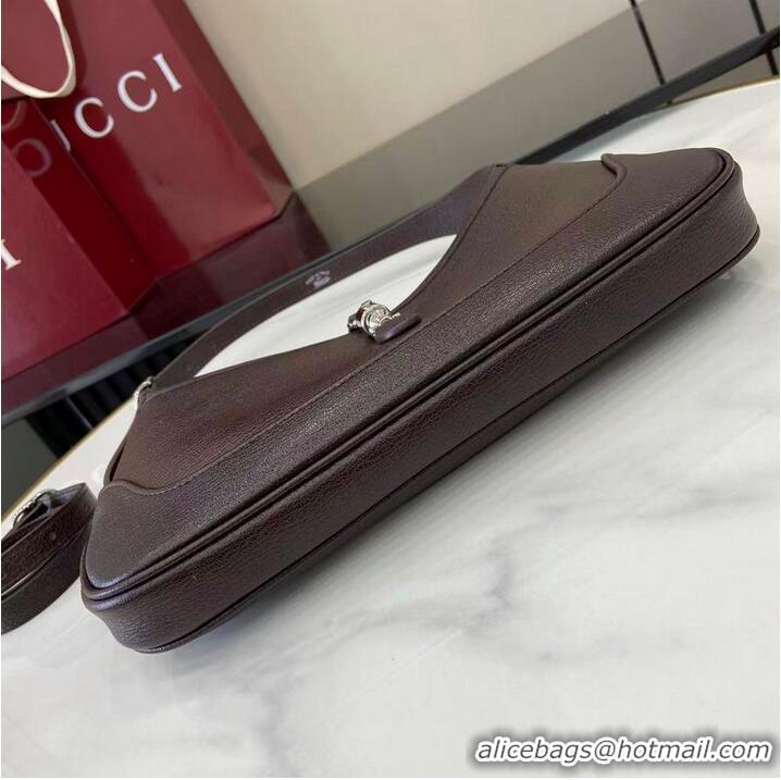 Low Price Gucci Jackie Slim Medium Shoulder Bag In Grainy Leather 863137 Dark Brown 2026