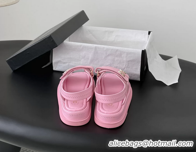 Unique Style Chanel CC Logo Dad Flat Sandal Pink Calfskin Leather 6052502