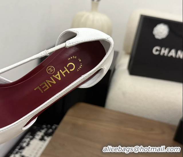 Good Looking Chanel CC Logo White Red Leather Pumps 50MM 6052503