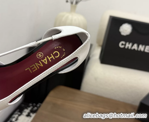 Purchase Chanel CC Logo Black White Leather Pumps 50MM 6052503