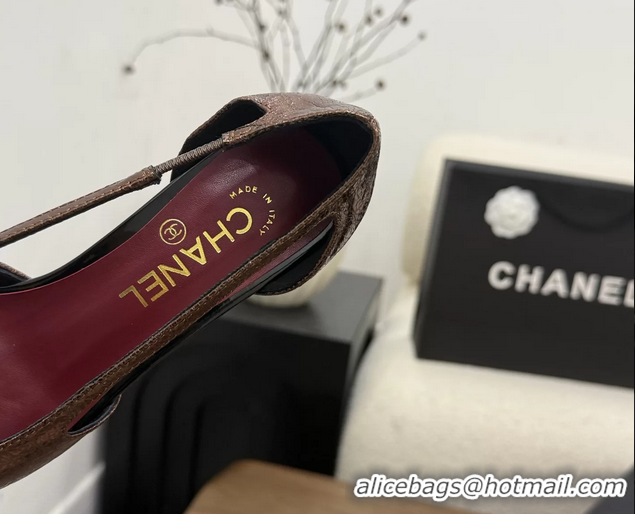 Stylish Chanel CC Logo Bronze Black Leather Pumps 50MM 6052503