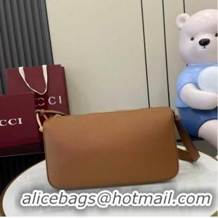Best Quality Gucci Half Horsebit Medium Shoulder Bag In Leather 860787 Brown 2026