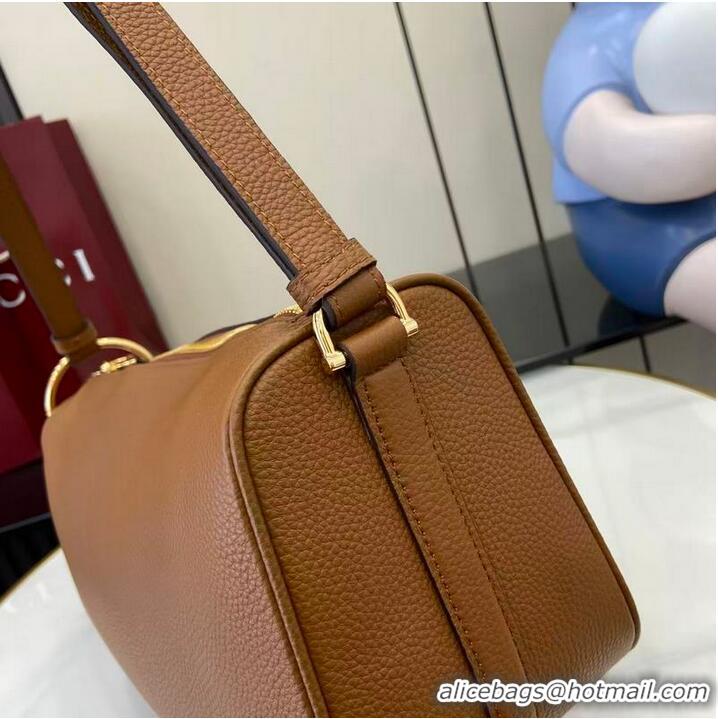 Best Quality Gucci Half Horsebit Medium Shoulder Bag In Leather 860787 Brown 2026