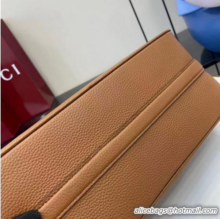 Best Quality Gucci Half Horsebit Medium Shoulder Bag In Leather 860787 Brown 2026