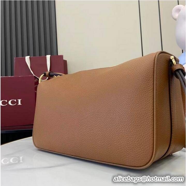 Best Quality Gucci Half Horsebit Medium Shoulder Bag In Leather 860787 Brown 2026