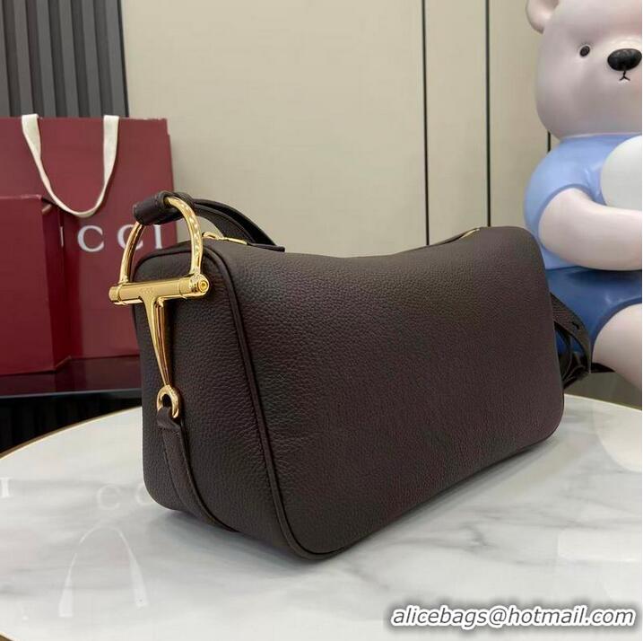 Super Quality Gucci Half Horsebit Medium Shoulder Bag In Leather 860787 Dark Brown 2026