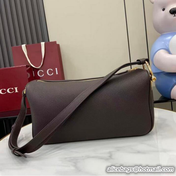 Super Quality Gucci Half Horsebit Medium Shoulder Bag In Leather 860787 Dark Brown 2026