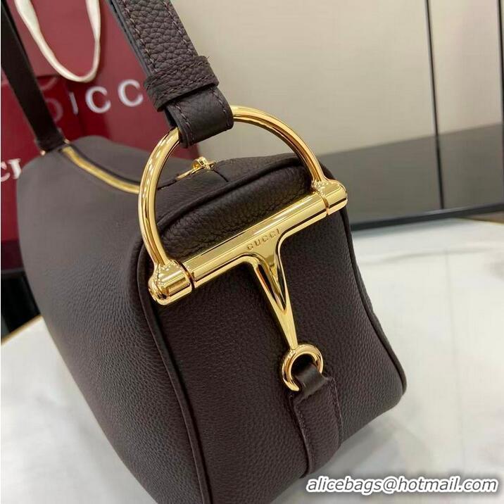 Super Quality Gucci Half Horsebit Medium Shoulder Bag In Leather 860787 Dark Brown 2026