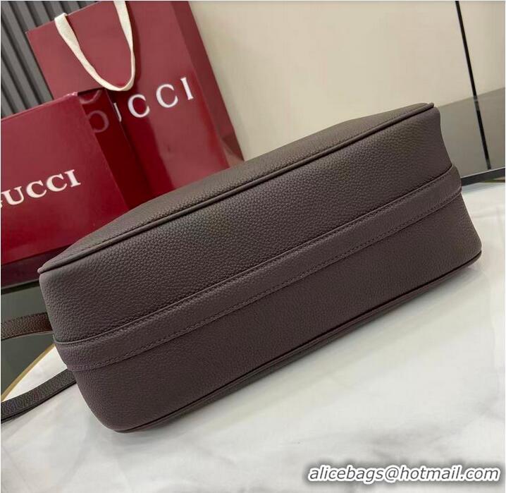 Super Quality Gucci Half Horsebit Medium Shoulder Bag In Leather 860787 Dark Brown 2026