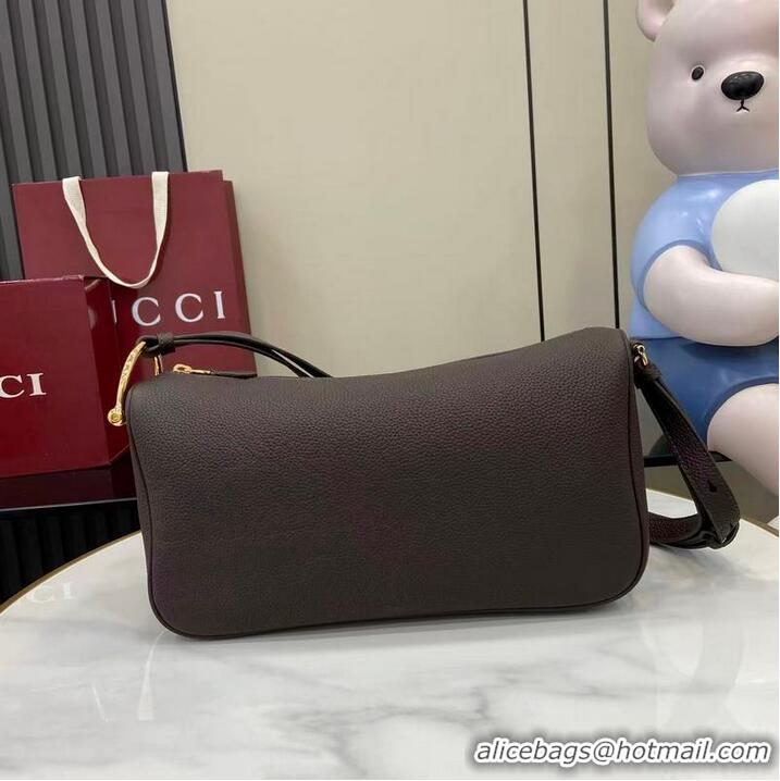 Super Quality Gucci Half Horsebit Medium Shoulder Bag In Leather 860787 Dark Brown 2026